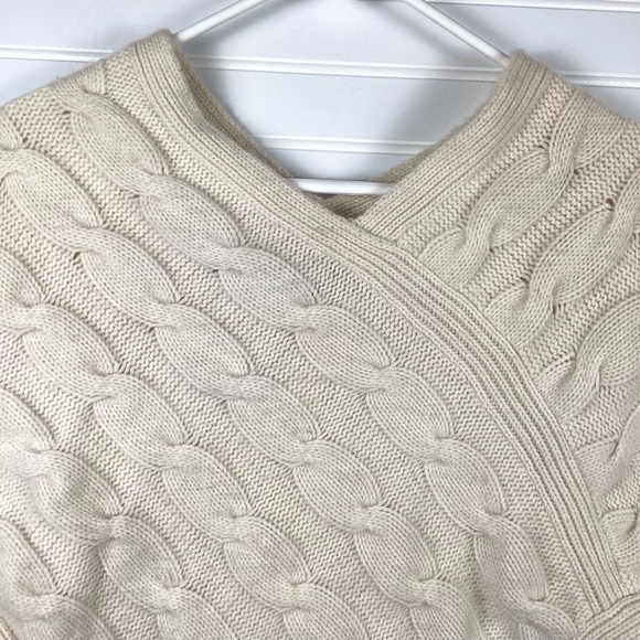 Express Design Studio Cream 100% Cashmere Cable Knit Poncho Wrap Size O/ S - Picture 4 of 12